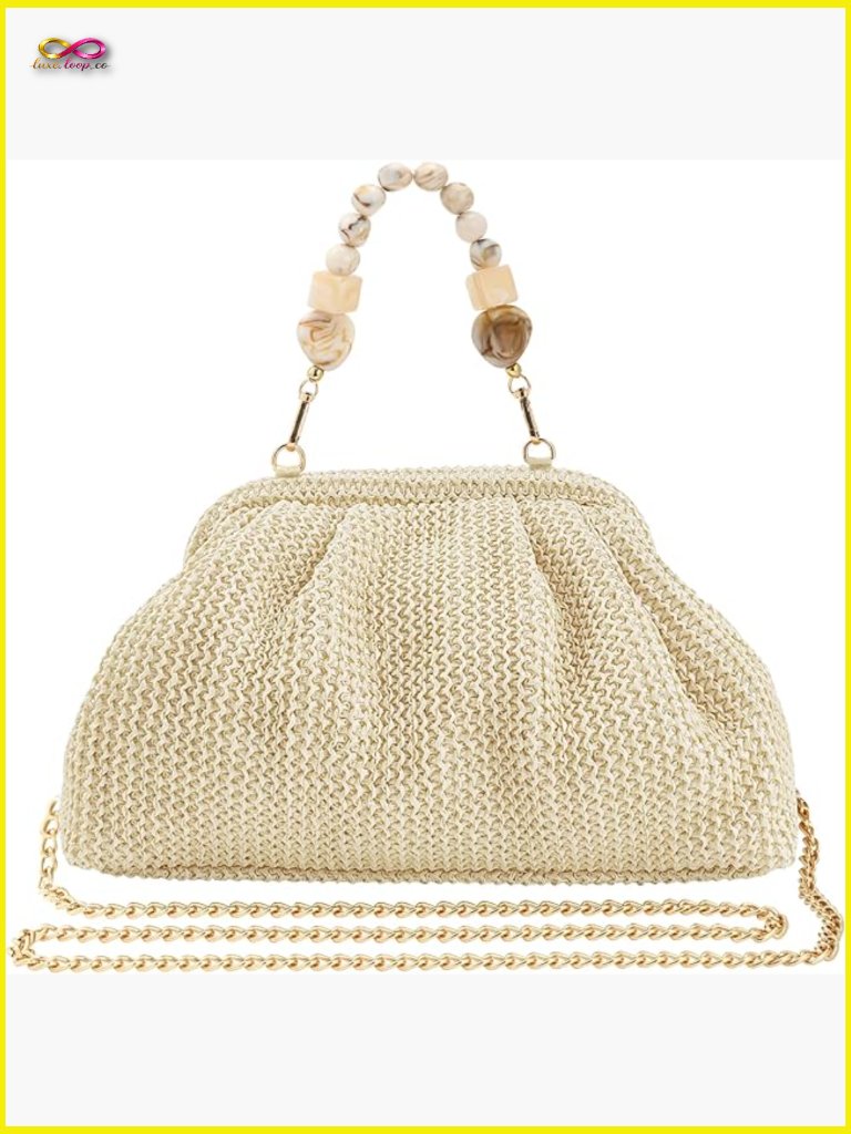 Straw Woven Crossbody Clutch Purse Summer Beach Vacation Handbag Detachable